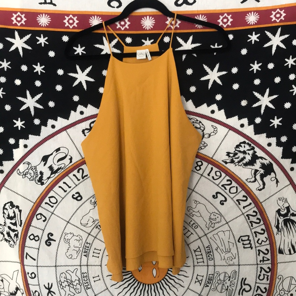 Anthropologie Paper Crane Yellow Flow Tank